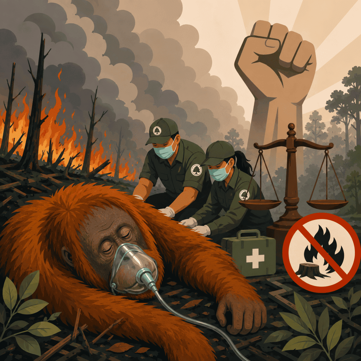 Ilustrasi orang utan Kalimantan Sempurna terdampak karhutla di Ketapang, Kalimantan Barat