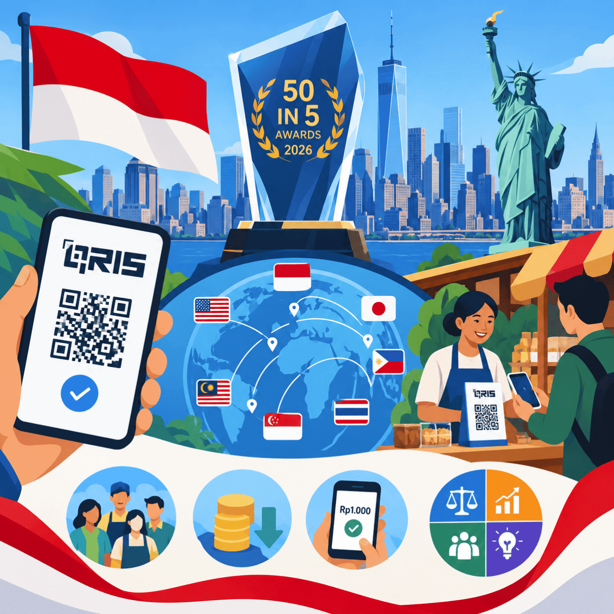 QRIS celebrates global recognition while connecting Indonesian merchants and enabling even Rp1,000 payments